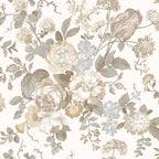 Noordwand behang blooming garden 6 big flowers beige en blauw