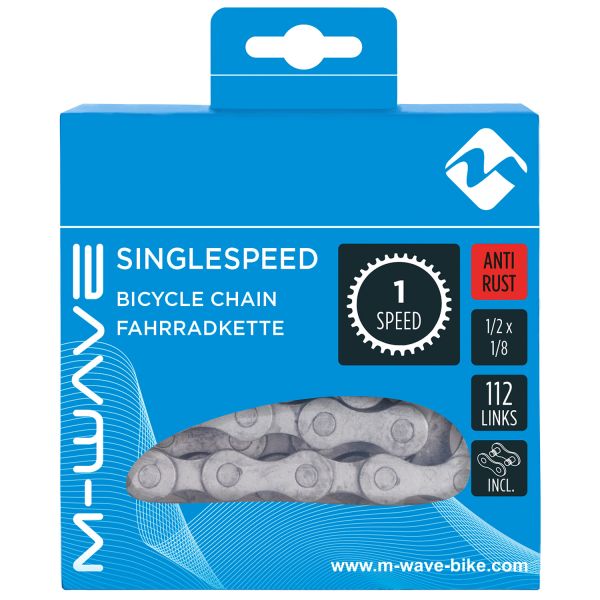 Chaîne M-Wave 1/2 x 1/8 pouces 112 maillons 1S antirouille argent