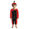 Basic pietenpak zwart rood 110-116 cm | 2 stuks