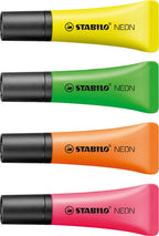 Stabilo neon - markeerstift - unieke tube vorm - etui 4 kleuren