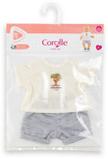 Corolle - poppenoutfit t-shirt en korte broek babypop 36cm grijs.
