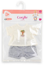 Corolle - poppenoutfit t-shirt en korte broek babypop 36cm grijs.