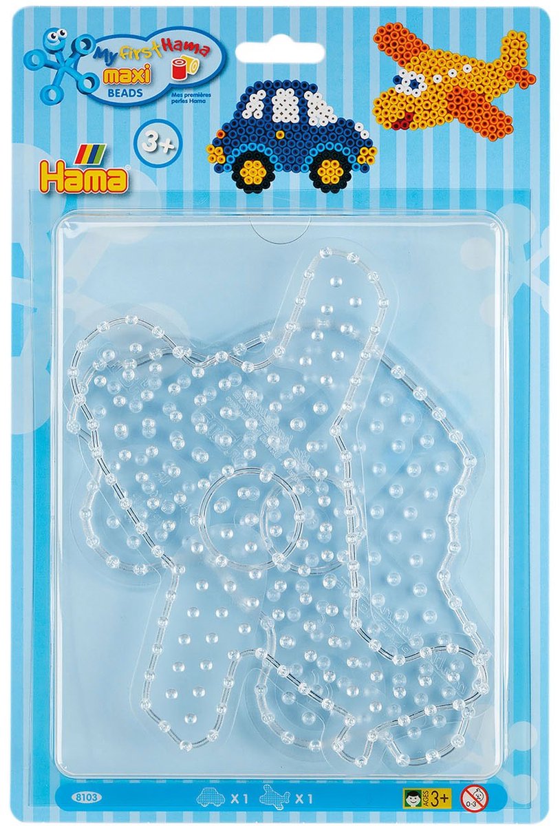 Hama maxi strijkkralenbordjes auto en vliegtuig