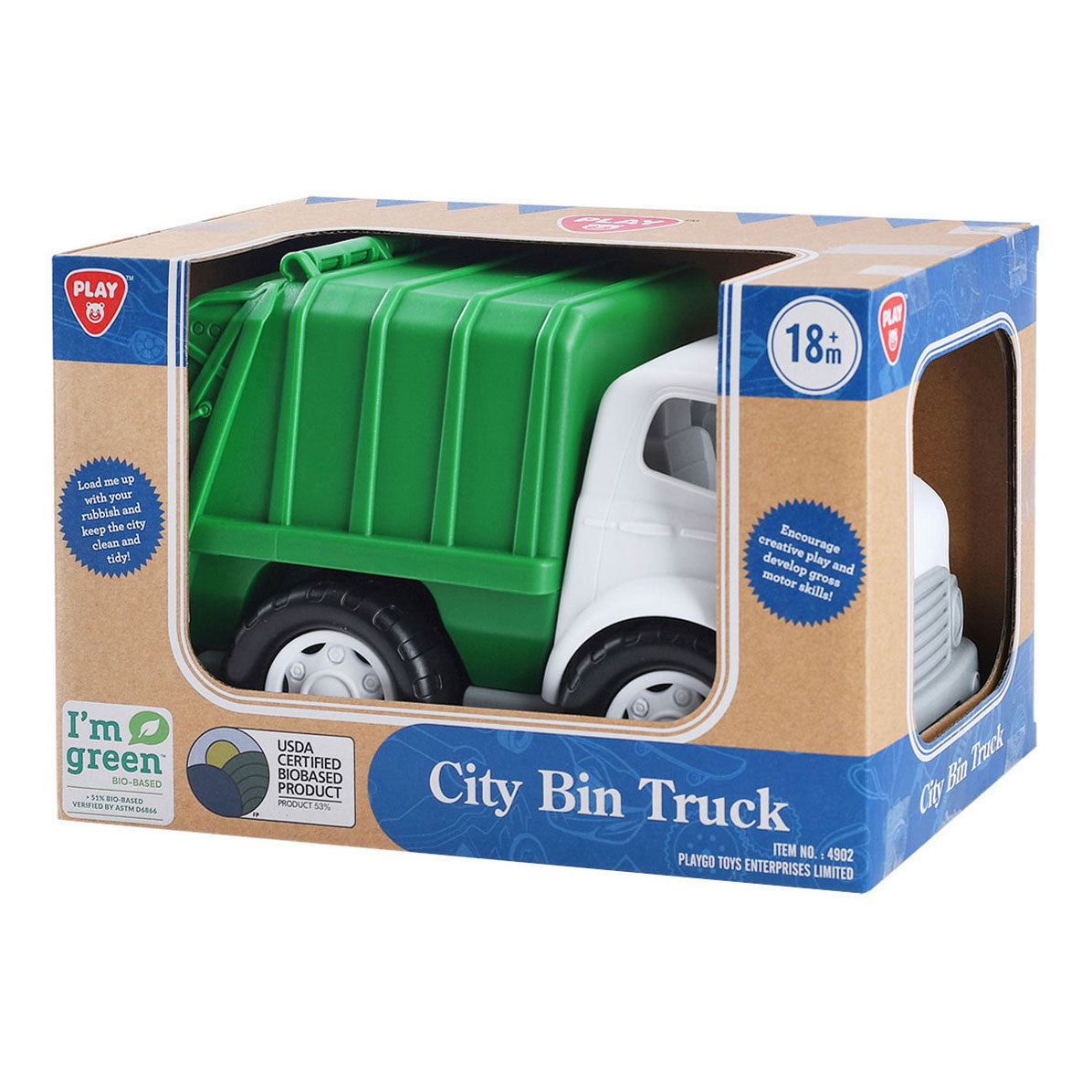 Playgo biobased vuilniswagen groen - 28cm