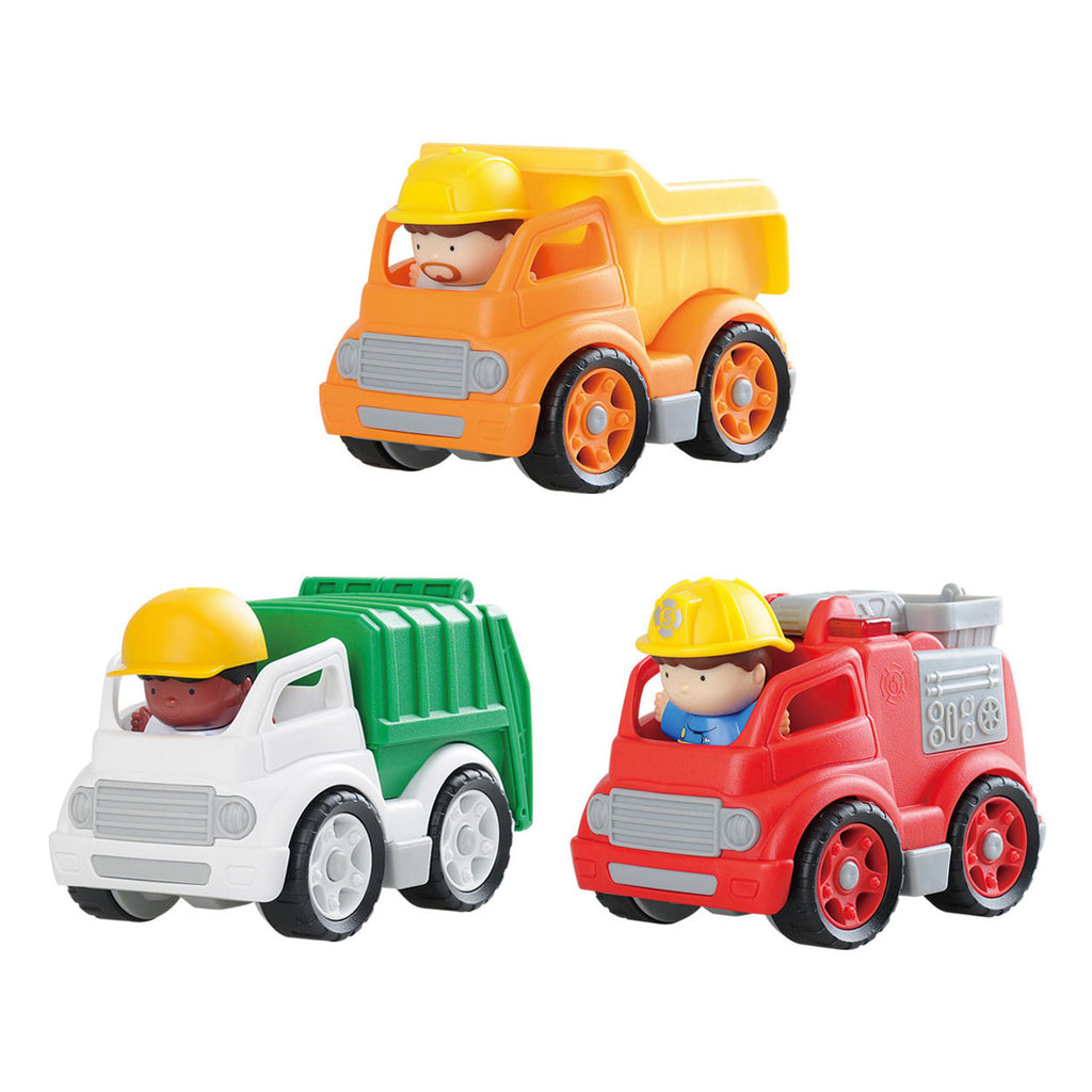 Playgo werkvoertuigen met figuren speelset - 6dlg.
