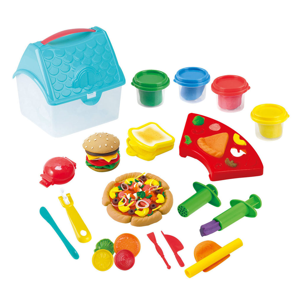 Playgo - go hamburger en sandwich kleiset in opbergdoos - 4 kleipotjes