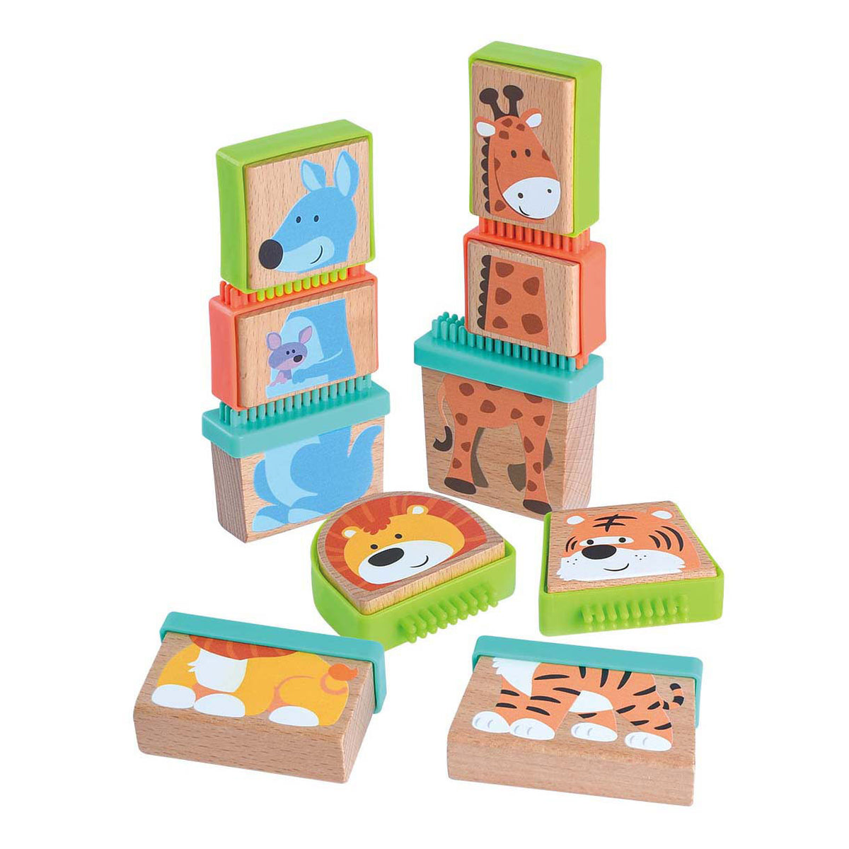 Playgo - go houten blokpuzzel dieren 20dlg.