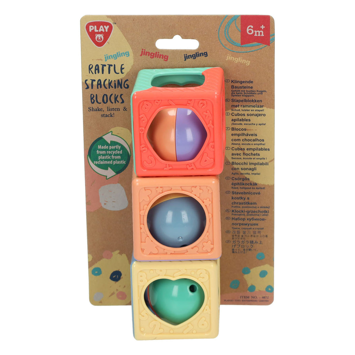 Playgo - go stapelblokken met rammelaar - 3dlg.