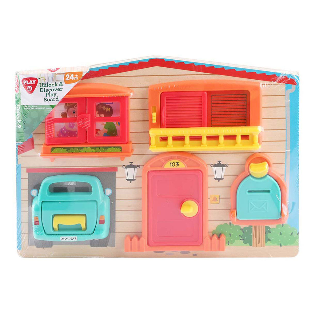Playgo ontgrendel en ontdek speelbord hout huis