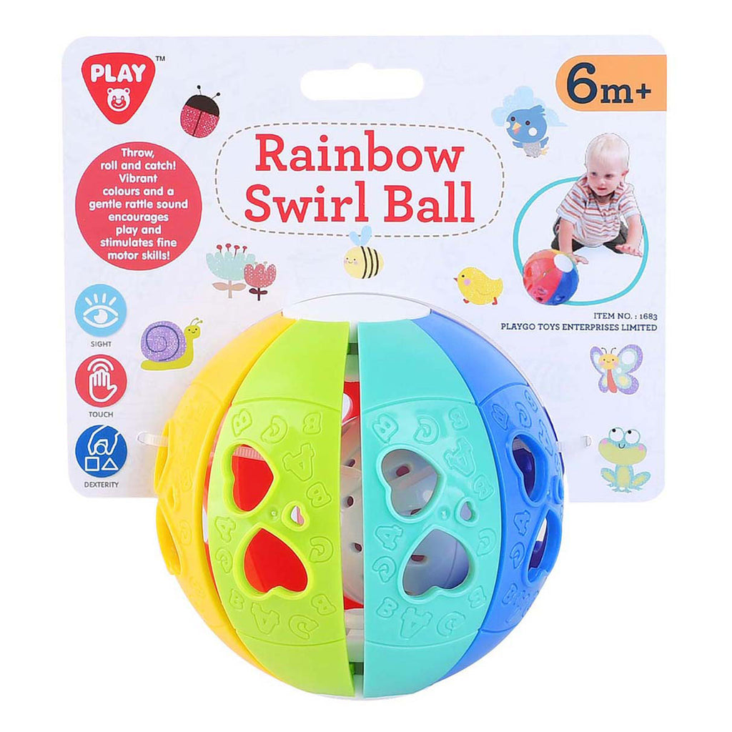 Playgo - go regenboog dwarrel bal met ratel geluid
