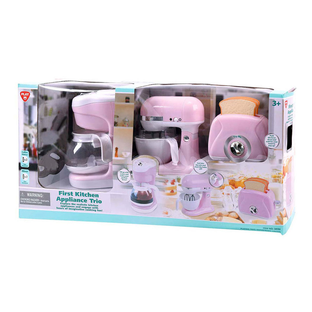 Playgo - go keukenmixer - koffiezetapparaat en broodrooster roze - 7dlg.