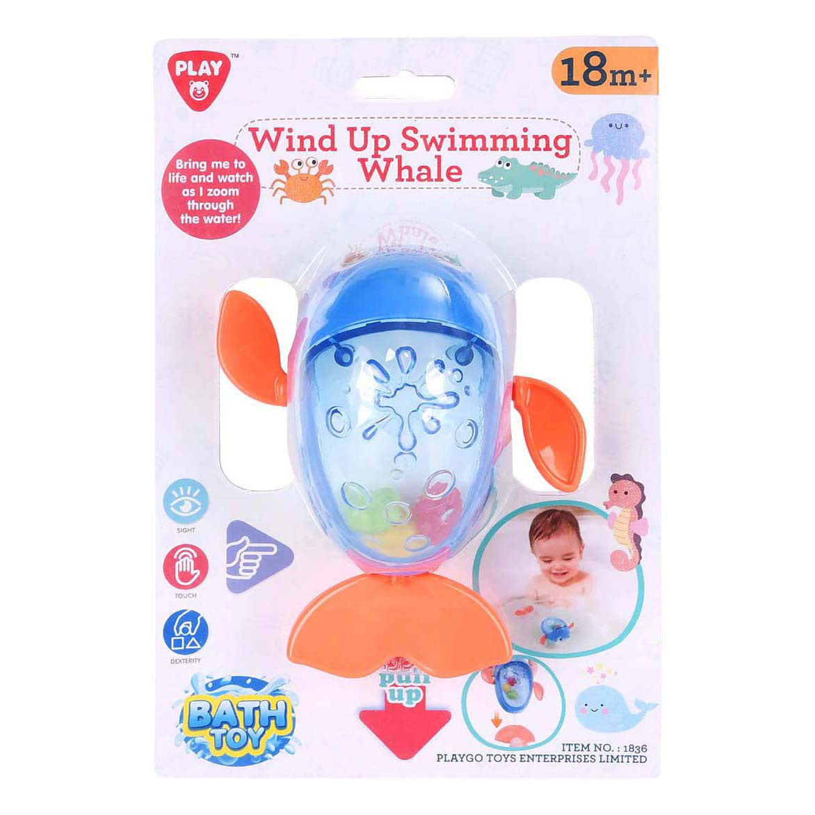 Playgo - go badspeelgoed opdraaibare zwemmende walvis