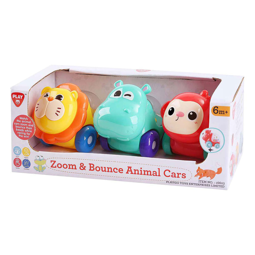 Playgo - go zoom & bounce dierenauto's - 3st.