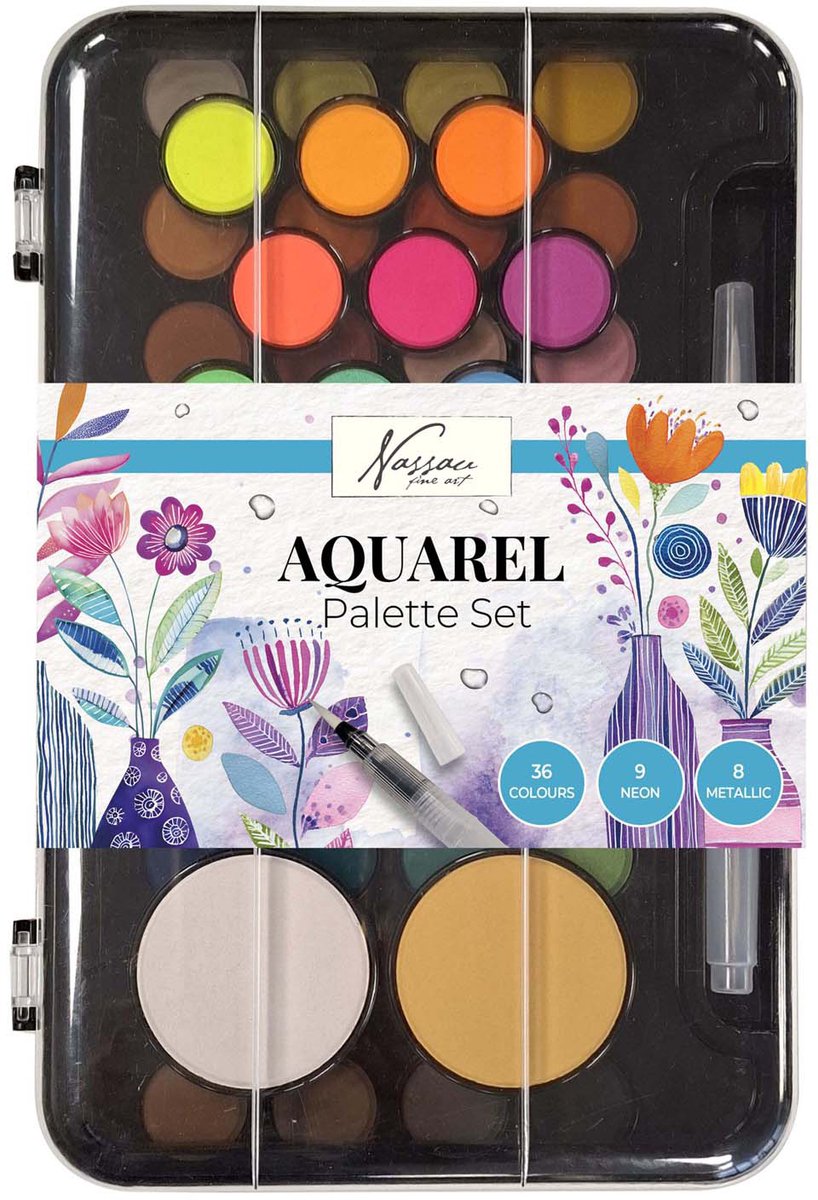 Creative Craft Group - Creative Craft Group Nassau aquarel verfset met palet - 36 kleuren
