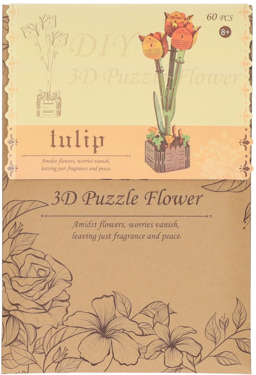 Lobbes houten bouwpakket tulpen 3d - creatief speelgoed 60dlg.