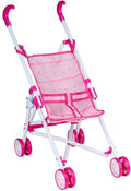 Eddy toys poppenbuggy wit en roze