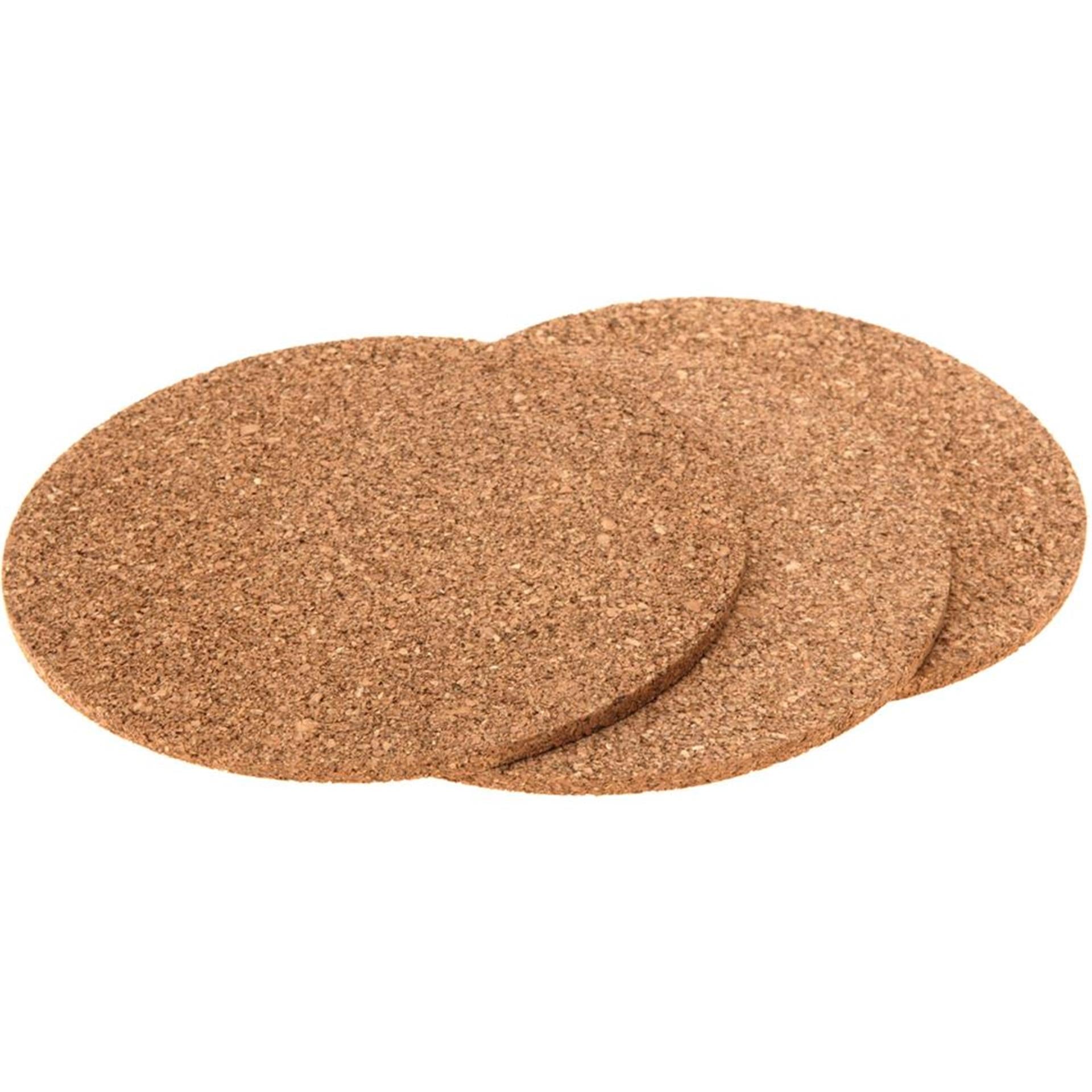 Excellent Houseware - Houseware Onderzetters kurk rond set a 3 stuks dia20cm