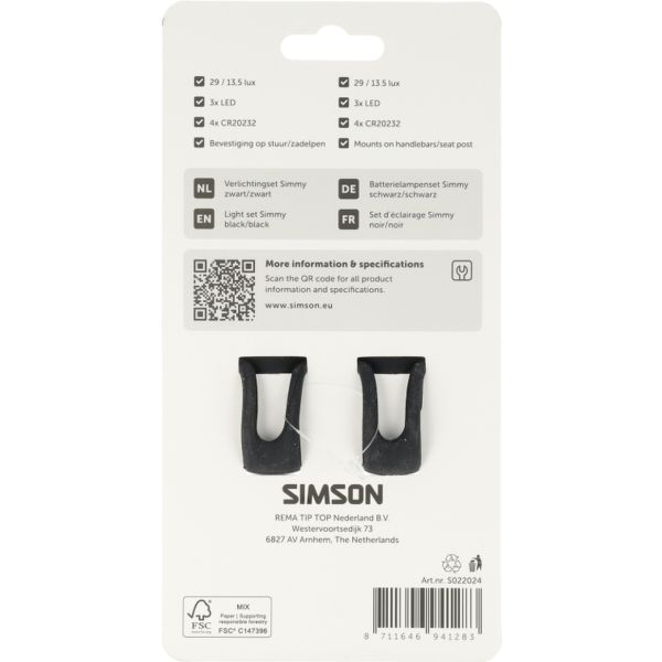 Simson - Verlichtingsset simmy batterij - zwart