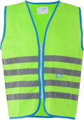 Wowow - veiligheidshesje kind met rits en 1150 - fun fietsjas - maat l - unisex - groen/blauw/zilver