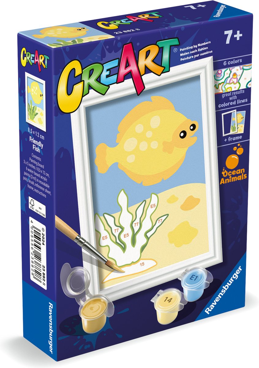 Ravensburger - creart trendy fish schilderen op nummer - hobbypakket - vanaf 7 jaar