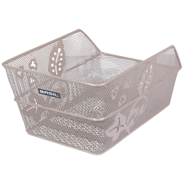 Basil fietsmand cento flower achtermand 24 x 38,5 x 11 cm - nude metallic
