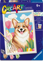 Ravensburger – creart: floral corgi – schilderen op nummer