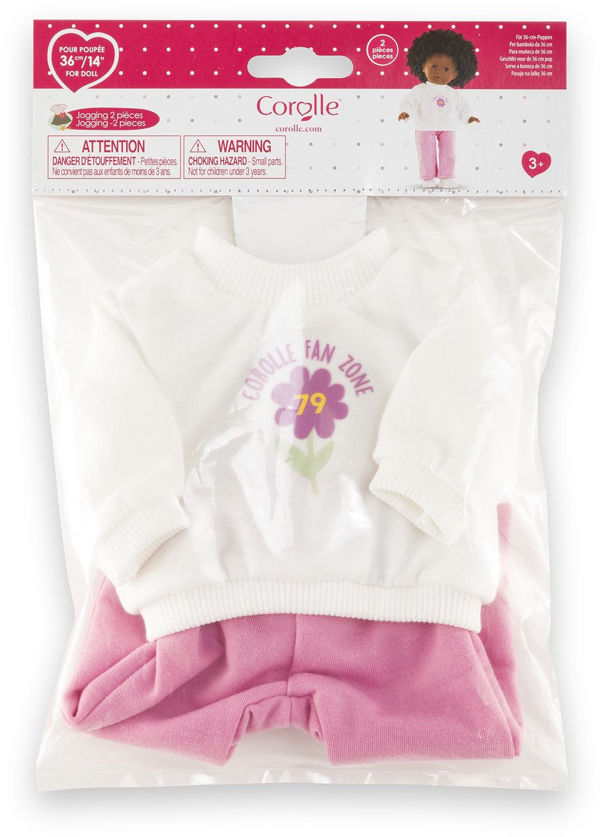 Corolle poppen joggingpak 36cm - kledingset voor babypop roze.