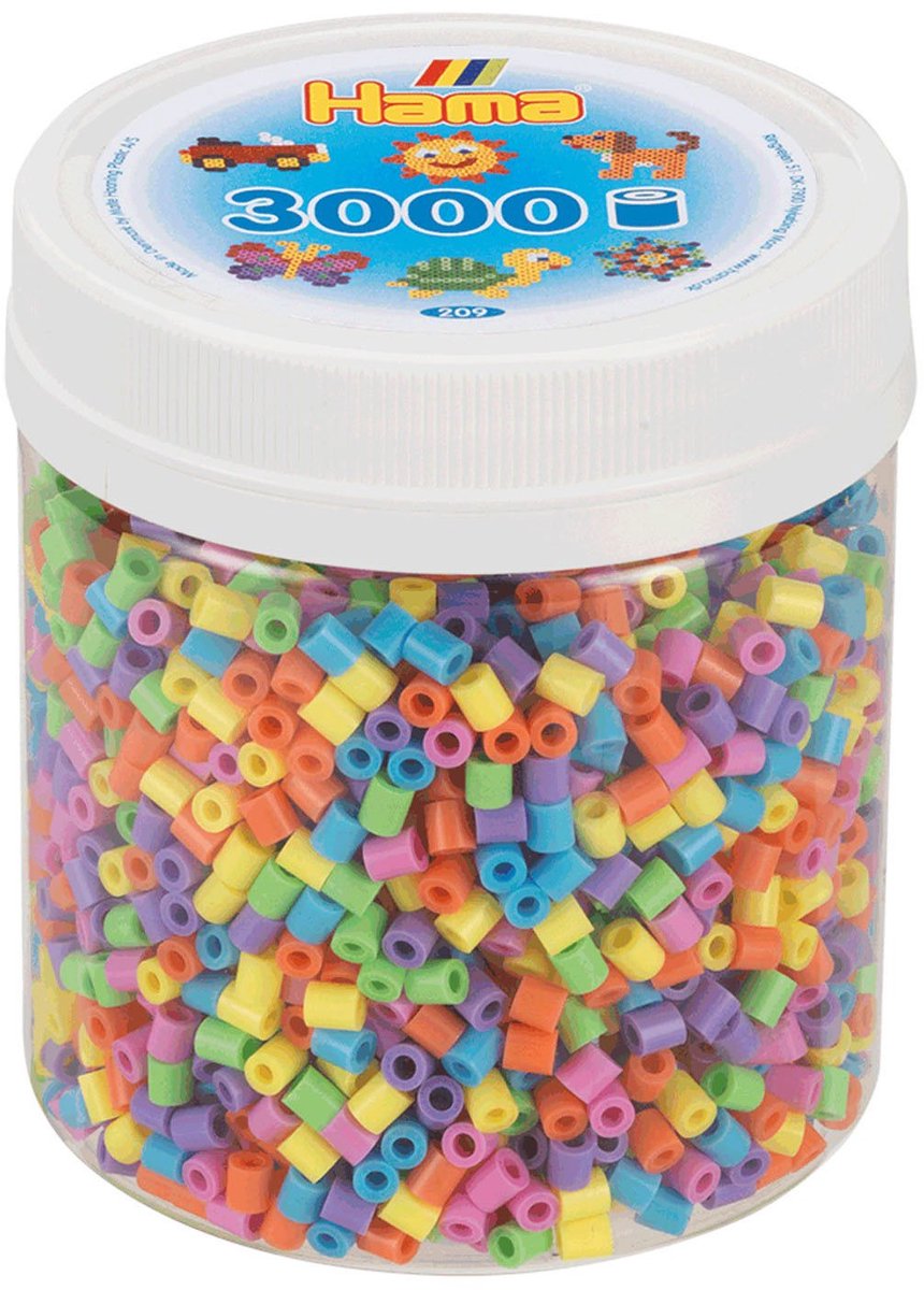 Hama midi strijkkralen in potje - pastelmix (50), 3000st.