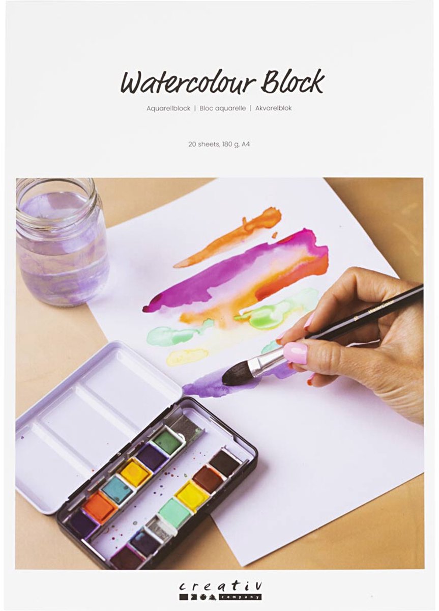 Artistline aquarelbok, a4 210x297 mm, 180 gr, wit, 20vellen
