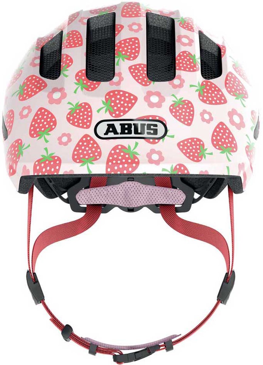 ABUS - ABUS Fietshelm smiley 3.0 led rose strawberry m - 50-55 cm - pink - geschikt voor gebruik op kinderfietsen - 250 g
