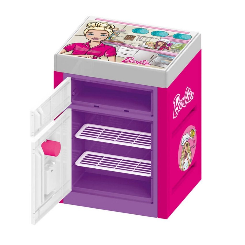 Dolu barbie koelkast + geluid roze paars