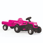 Dolu - Dolu eenhoorn traptractor met aanhanger roze/zwart