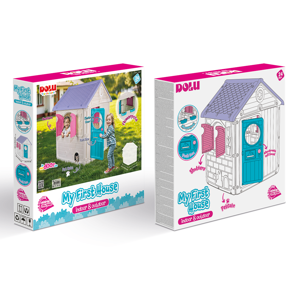 Dolu - Dolu speelhuis roze/wit/blauw/paars 122.5x110x104cm