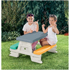 Dolu - Dolu 2618 picknicktafel voor 4 kinderen binnen/buiten grijs/geel/blauw/wit