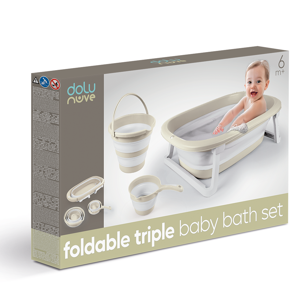 Dolu - Dolu opvouwbare babybadset 3-delig relax beige ruimtebesparend
