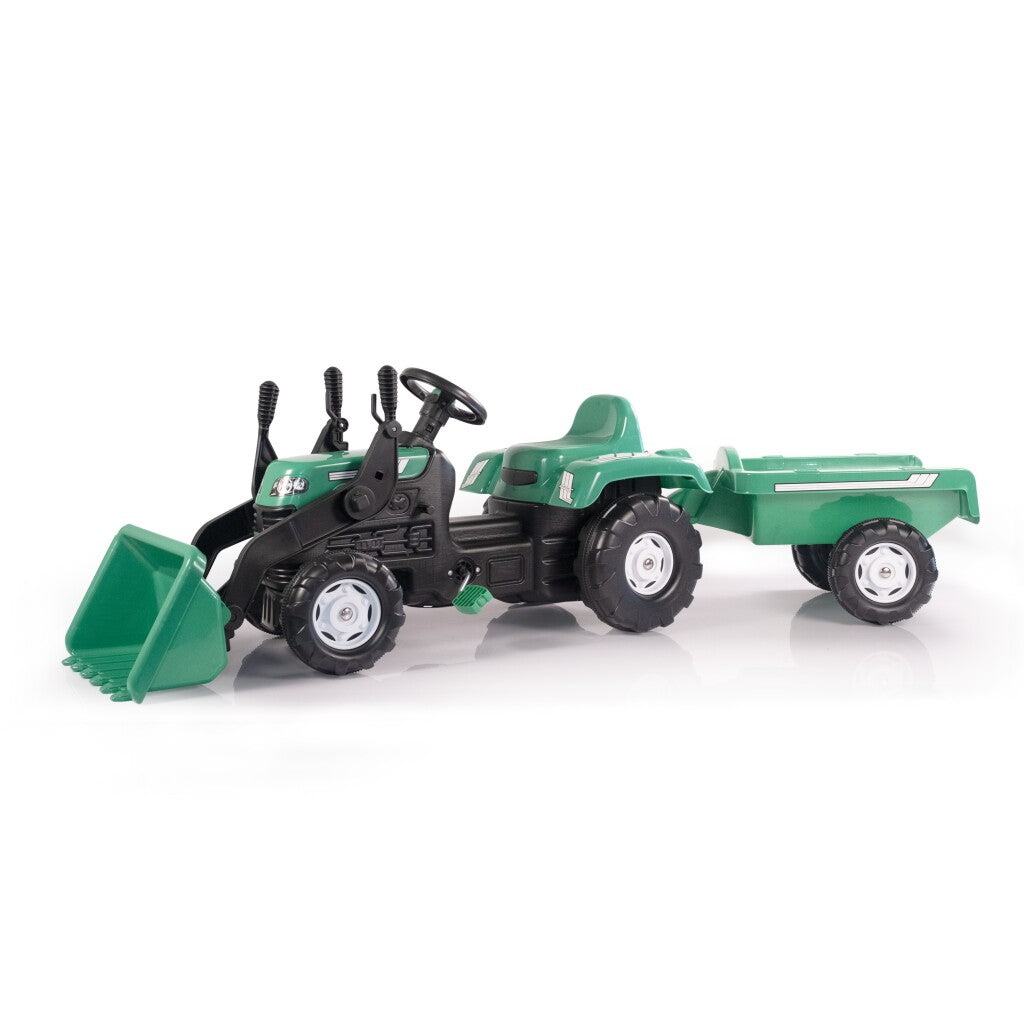 Dolu pedaal trekker graafmachine + aanhanger groen