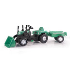 Dolu traptractor met aanhanger voorlader claxon groen zwart