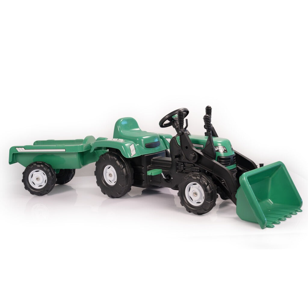 Dolu pedaal trekker graafmachine + aanhanger groen
