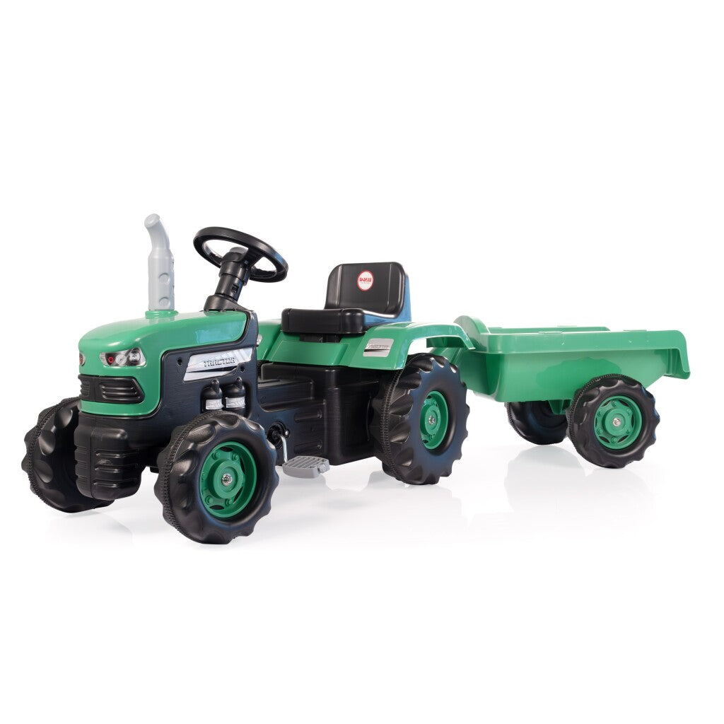 Dolu traptractor met aanhanger claxon groen zwart