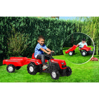 Dolu - Dolu traptractor met aanhanger & claxon rood/zwart