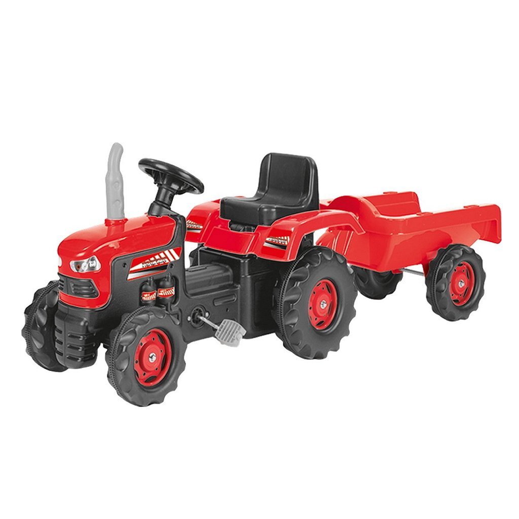 Dolu - Dolu traptractor met aanhanger & claxon rood/zwart
