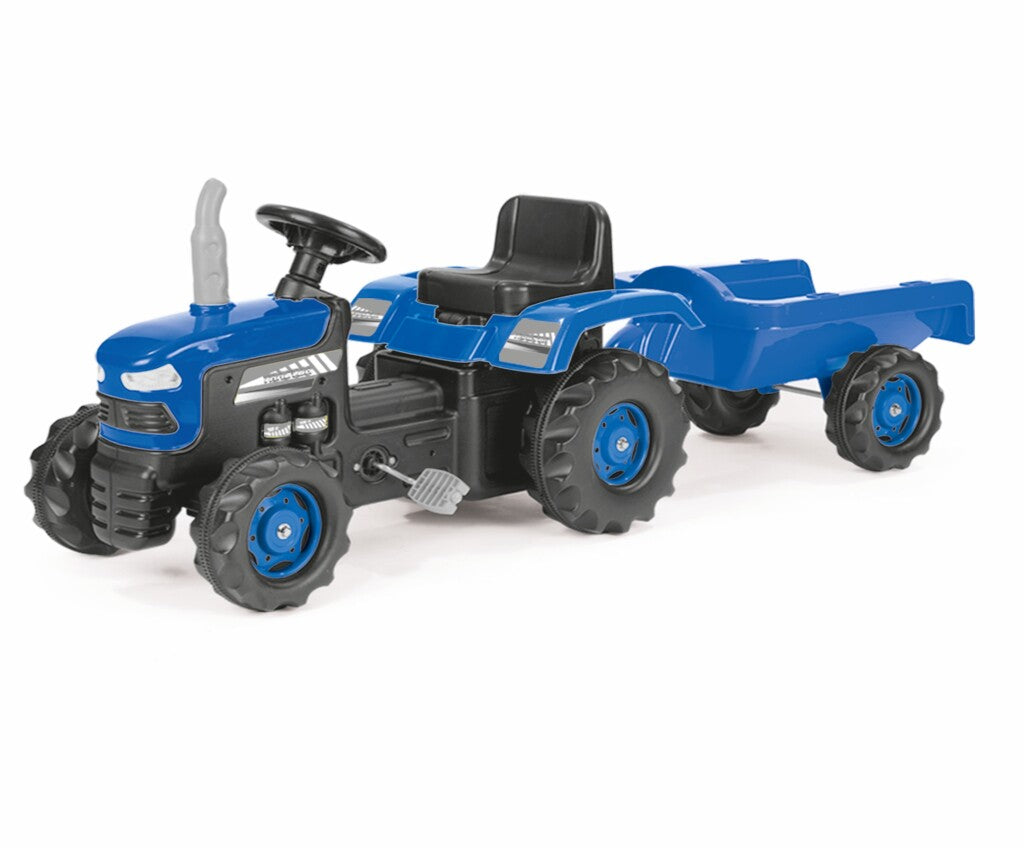 Dolu - Dolu traptractor met aanghanger & claxon blauw/zwart