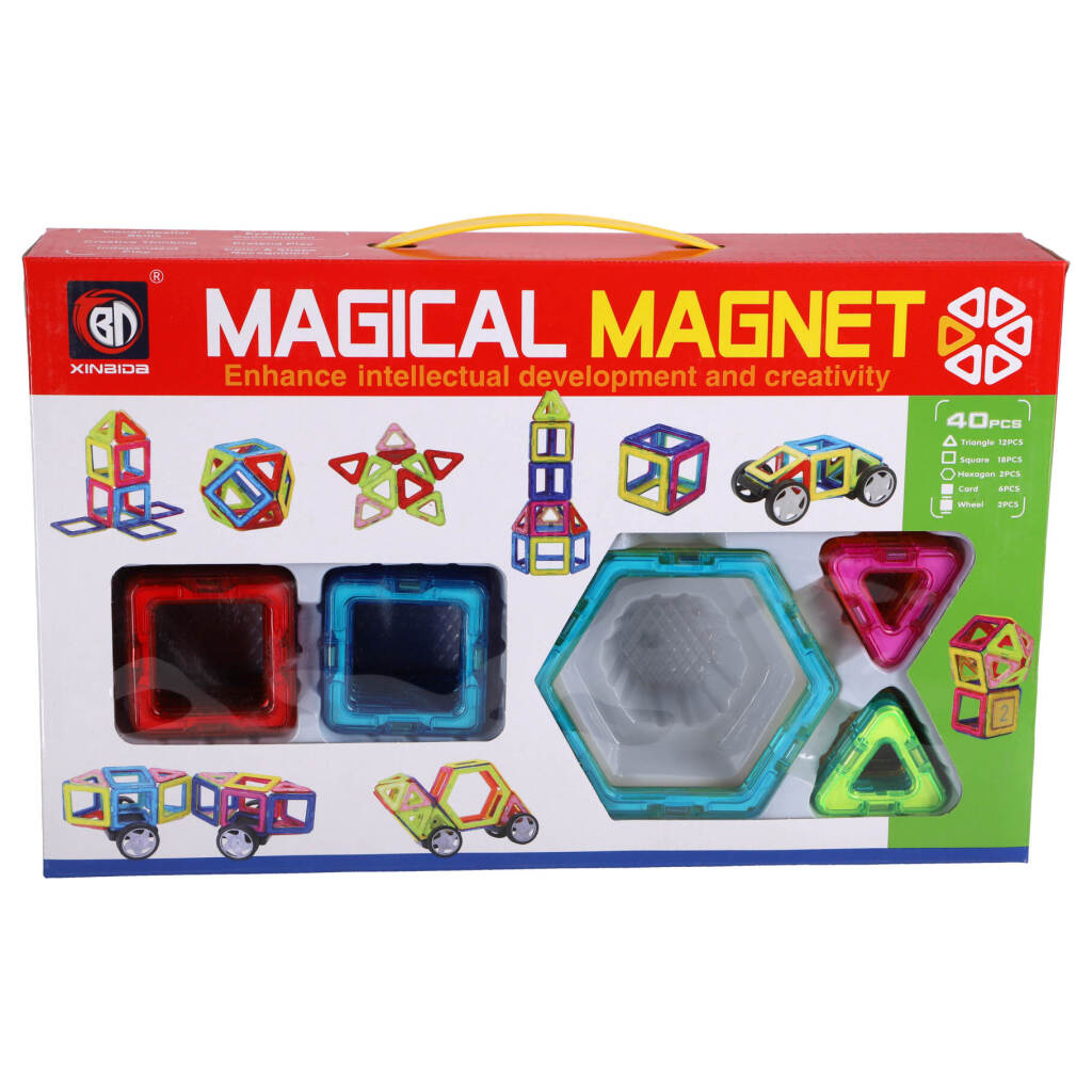 Science magnetische tegels diverse vormen 40 delig 5,5 cm