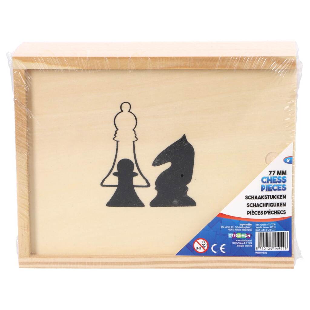 Overige merken houten schaakstukken in kistje 19x15.5 cm