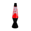 Merkloos lava lamp vulkaan zwart rood