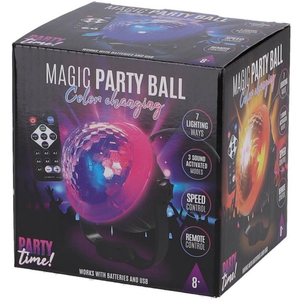 Overige merken party time magische party bal met disco effect + afstandsbediening zwart