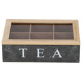 Daily home tea theedoos met 6 vakken mdf glas