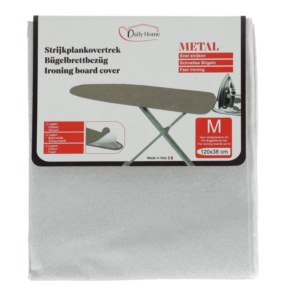Daily Home - Daily Home strijkhoes metal m 120x38 cm grijs/katoen/schuim