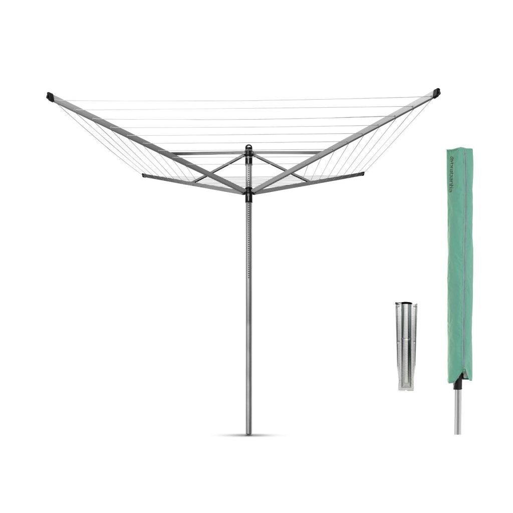 Brabantia lift-o-matic 60m + grondanker + hoes metallic grey