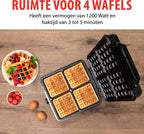 Alpina wafelijzer brusselse wafels antiaanbaklaag 4 wafels 1200w